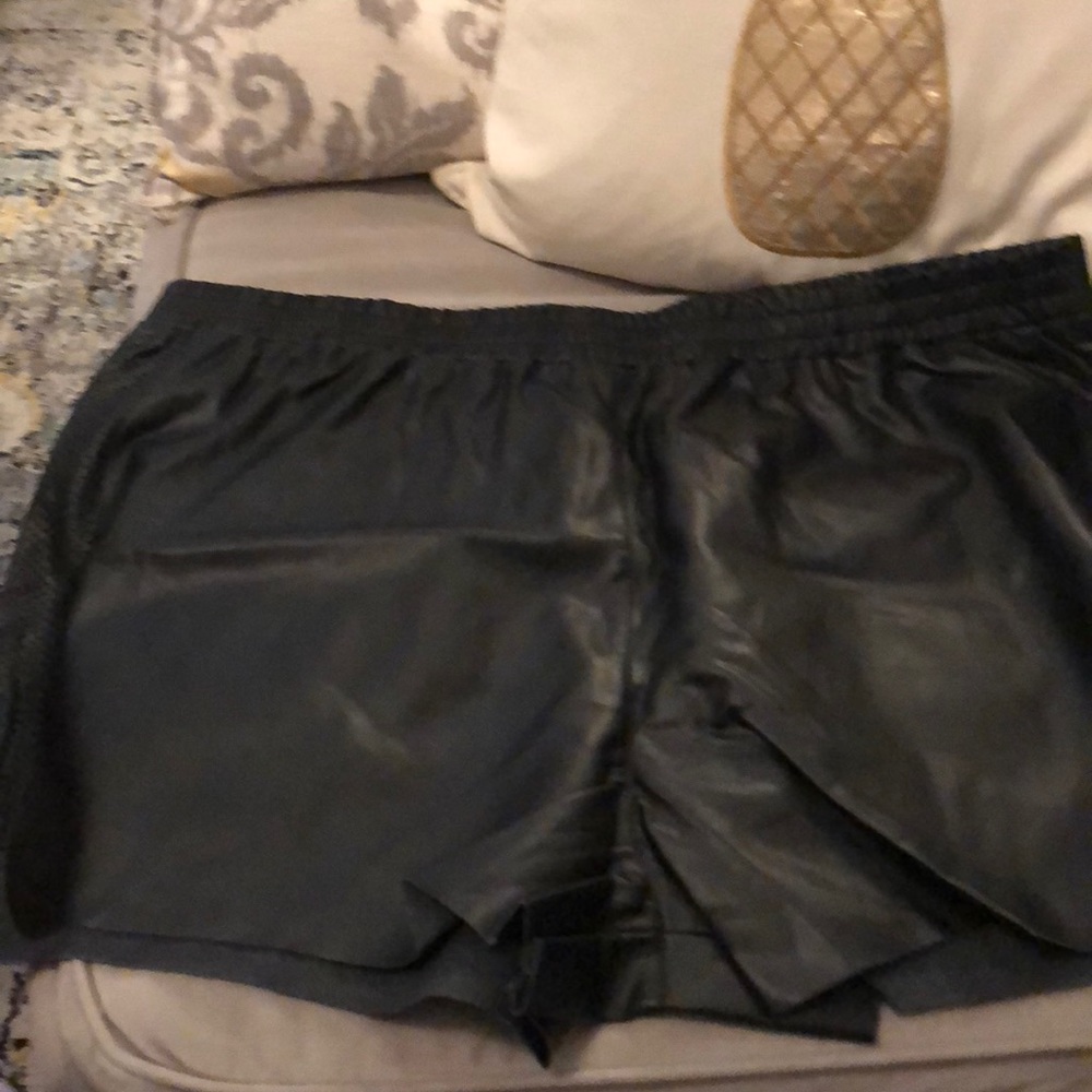Black pleather shorts
